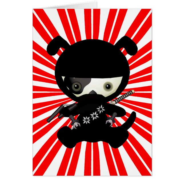 Cute Kawaii Ninja Puppy Dog op Red (Voorkant)