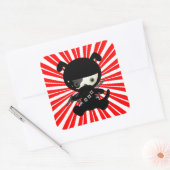 Cute Kawaii Ninja Puppy Dog op Red Vierkante Sticker (Envelop)