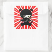 Cute Kawaii Ninja Puppy Dog op Red Vierkante Sticker (Tas)