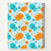 Cute Kawaii Octopus Pattern in Blue Personalized Notitieboek (Achterkant)