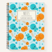 Cute Kawaii Octopus Pattern in Blue Personalized Notitieboek (Voorkant)