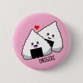 Cute Kawaii Onigiri Japanese Food Ronde Button 5,7 Cm (Voorkant)