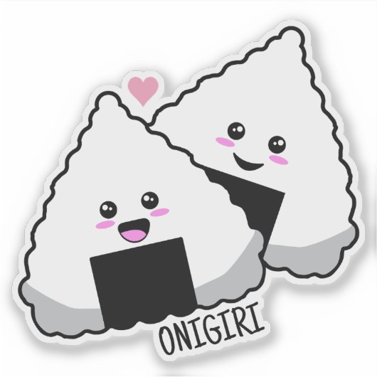 Cute Kawaii Onigiri Japanese Food Sticker (Voorkant)