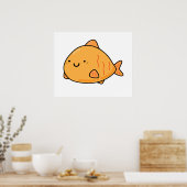 Cute Kawaii Oranje Fish Poster (Keuken)