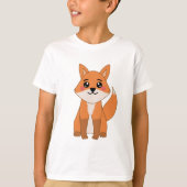 Cute Kawaii Oranje Fox Illustratie T-shirt (Voorkant)