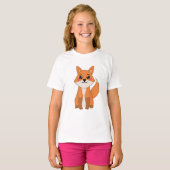 Cute Kawaii Oranje Fox Illustratie T-shirt (Voorkant volledig)