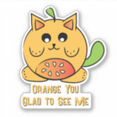 Cute Kawaii Oranje Kat Cartoon Grappige Spreuk  Sticker (Voorkant)