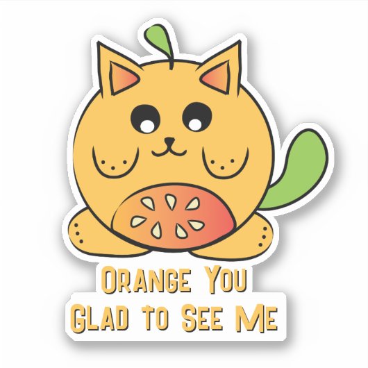 Cute Kawaii Oranje Kat Cartoon Grappige Spreuk  Sticker (Voorkant)