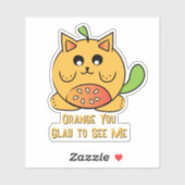 Cute Kawaii Oranje Kat Cartoon Grappige Spreuk  Sticker (Vel)