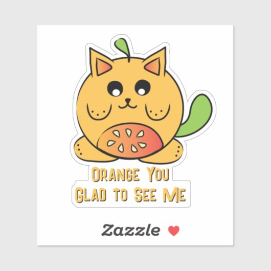 Cute Kawaii Oranje Kat Cartoon Grappige Spreuk  Sticker (Vel)