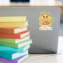 Cute Kawaii Oranje Kat Cartoon Grappige Spreuk Sticker