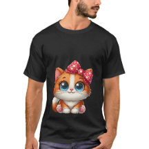 Cute Kawaii Oranje Katje Rode Stippen Boog Kat