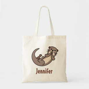 Cute kawaii otter emoji-achtige canvas tas