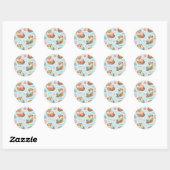 Cute Kawaii Otter Heart Seashell Pattern Ronde Sticker (Vel)