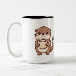 Cute Kawaii Otter Latte Mokkop Tweekleurige Koffiemok