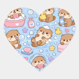Cute Kawaii Otter Pattern | Cozy Pastel Hart Sticker