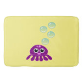 Cute Kawaii Paarse Jellyfish with Blue Bubbles Badmat (Voorkant)