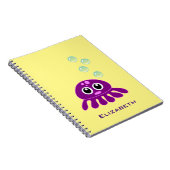 Cute Kawaii Paarse Jellyfish with Blue Bubbles Notitieboek (Rechterzijde)