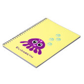 Cute Kawaii Paarse Jellyfish with Blue Bubbles Notitieboek (Linkerzijde)
