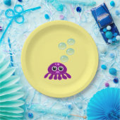 Cute Kawaii Paarse Jellyfish with Blue Bubbles Papieren Bordje (Feest)