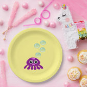 Cute Kawaii Paarse Jellyfish with Blue Bubbles Papieren Bordje (Feest)