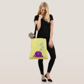 Cute Kawaii Paarse Jellyfish with Blue Bubbles Tote Bag (Op model)
