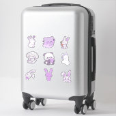Cute Kawaii Paarse Pastel Konijn Panda Sticker Set (Koffer)