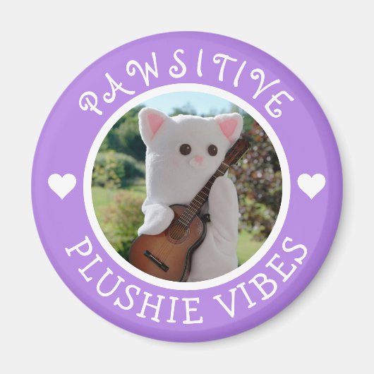 Cute Kawaii Paarse Pawsitive Plushie Vibes Photo Magneet (Voorkant)
