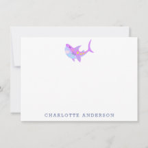 Cute Kawaii Paarse Shark Personalized Stationery