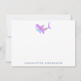 Cute Kawaii Paarse Shark Personalized Stationery Notitiekaartje