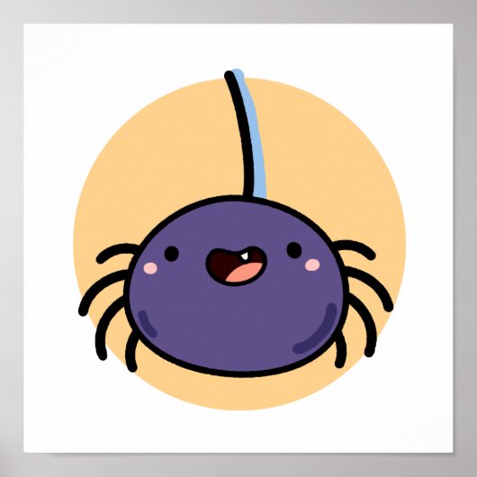 Cute Kawaii Paarse Spider Poster (Voorkant)