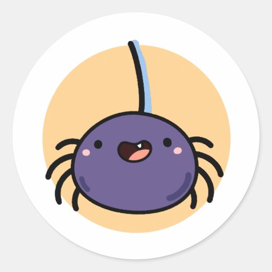 Cute Kawaii Paarse Spider Ronde Sticker (Voorkant)