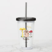 Cute kawaii paddenstoel acryl drinkbeker (Voorkant)