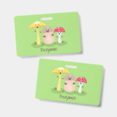 Cute kawaii paddenstoel badge (Voor- en achterkant)
