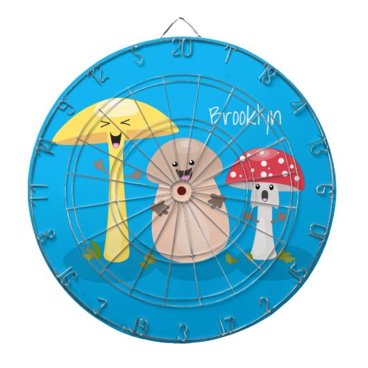 Cute kawaii paddenstoel dartbord (Voorkant)