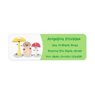 Cute kawaii paddenstoel etiket