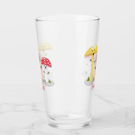 Cute kawaii paddenstoel glas (Links)