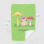 Cute kawaii paddenstoel golfhanddoek (Insitu)