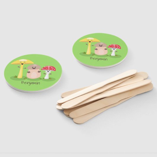 Cute kawaii paddenstoel handwaaier (Niet-gemonteerd)