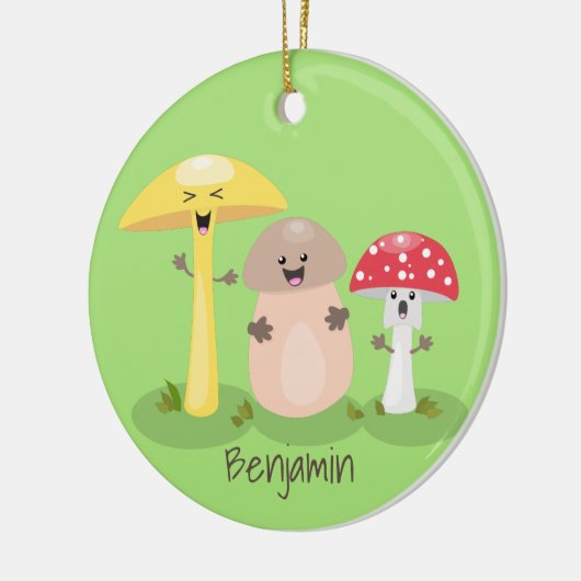 Cute kawaii paddenstoel keramisch ornament (Links)