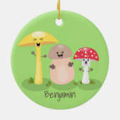 Cute kawaii paddenstoel keramisch ornament (Achterkant)