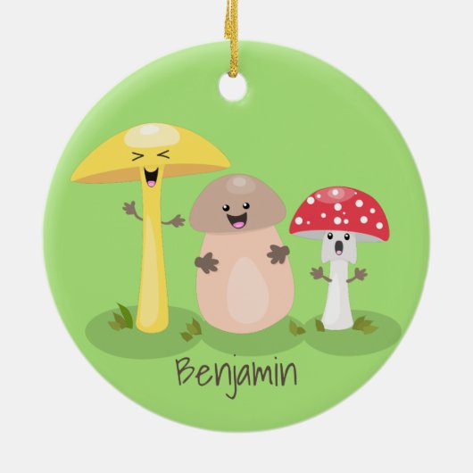 Cute kawaii paddenstoel keramisch ornament (Achterkant)