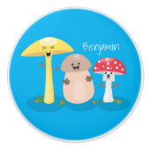 Cute kawaii paddenstoel keramische knop (Voorkant)