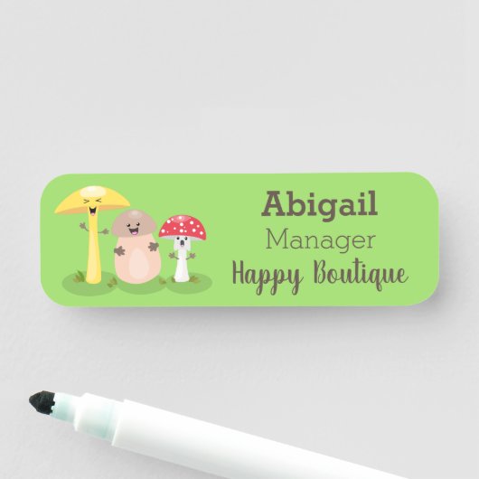 Cute kawaii paddenstoel naamplaatje (In situ)