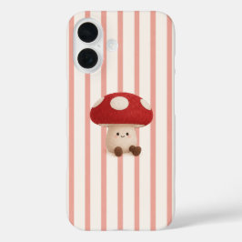 Cute Kawaii Paddenstoel op Roze Strepen Hoesje