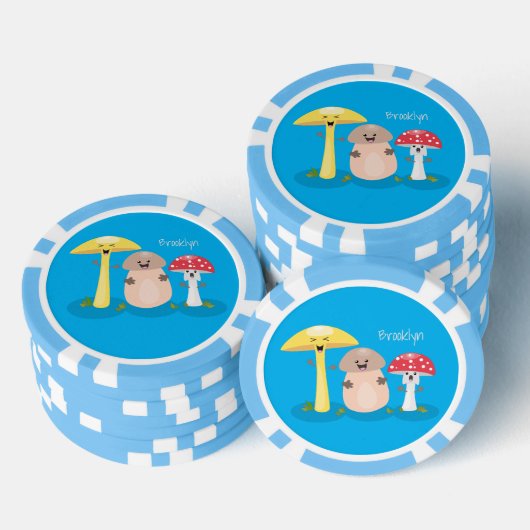Cute kawaii paddenstoel poker chips (Opstapeling)