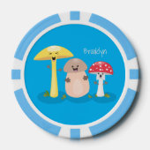 Cute kawaii paddenstoel poker chips (Voorkant)