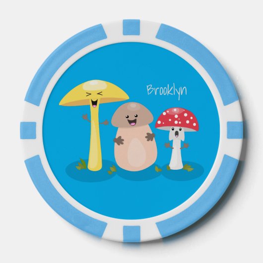 Cute kawaii paddenstoel poker chips (Voorkant)