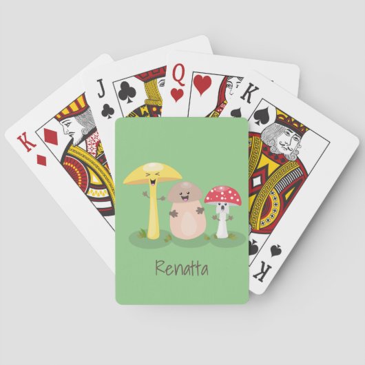 Cute kawaii paddenstoel pokerkaarten (Achterkant)