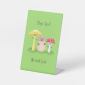Cute kawaii paddenstoel reclamebord met voetstuk (Voorkant)